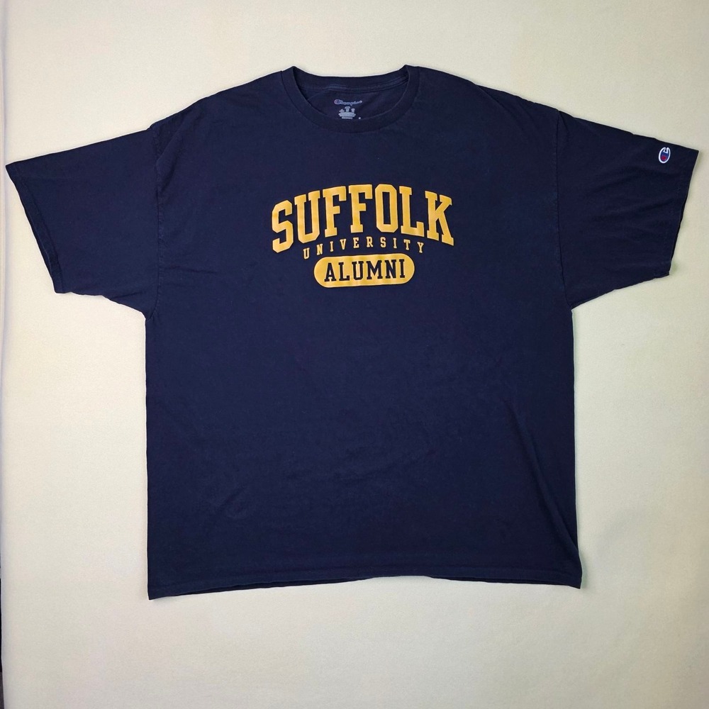 Champion Suffolk University Alumni T Shirt Navy Blue Yellow 3XL Mens Tee